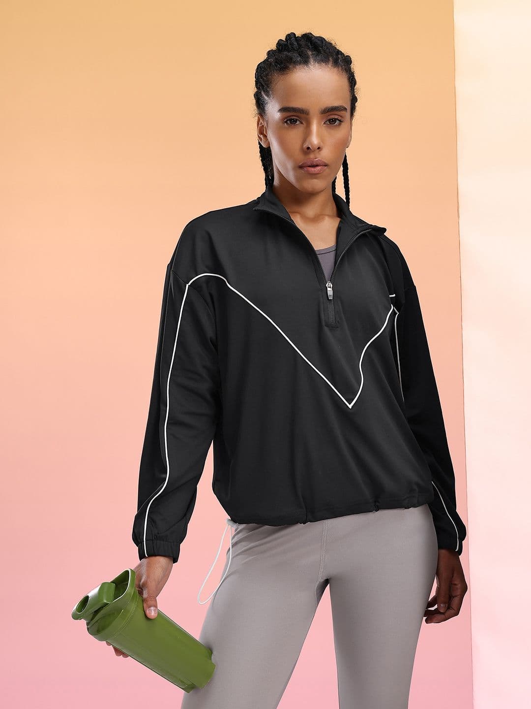 HRX by Hrithik Roshan Contrast Piping Running Jacket - view 1