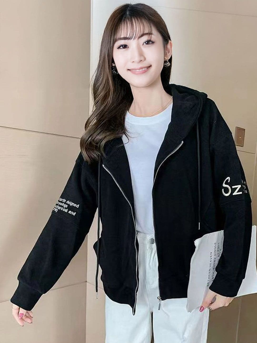 StyleCast Women Hooded Open Front Jacket with Embroidered - view 1