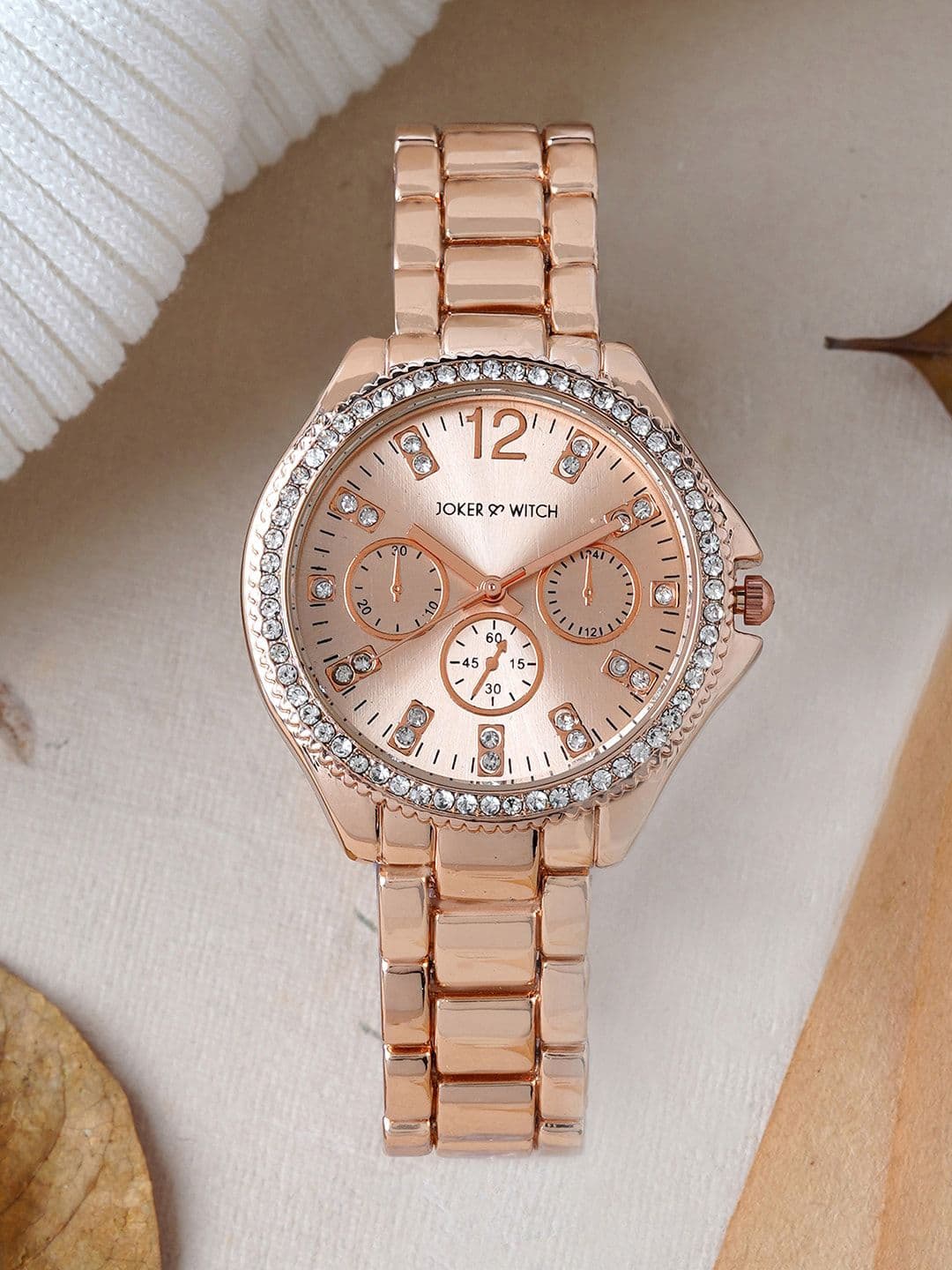 JOKER & WITCH Women Gold-Toned Embellished Dial & Rose Gold Toned Bracelet Style Straps Analogue Watch - view 1