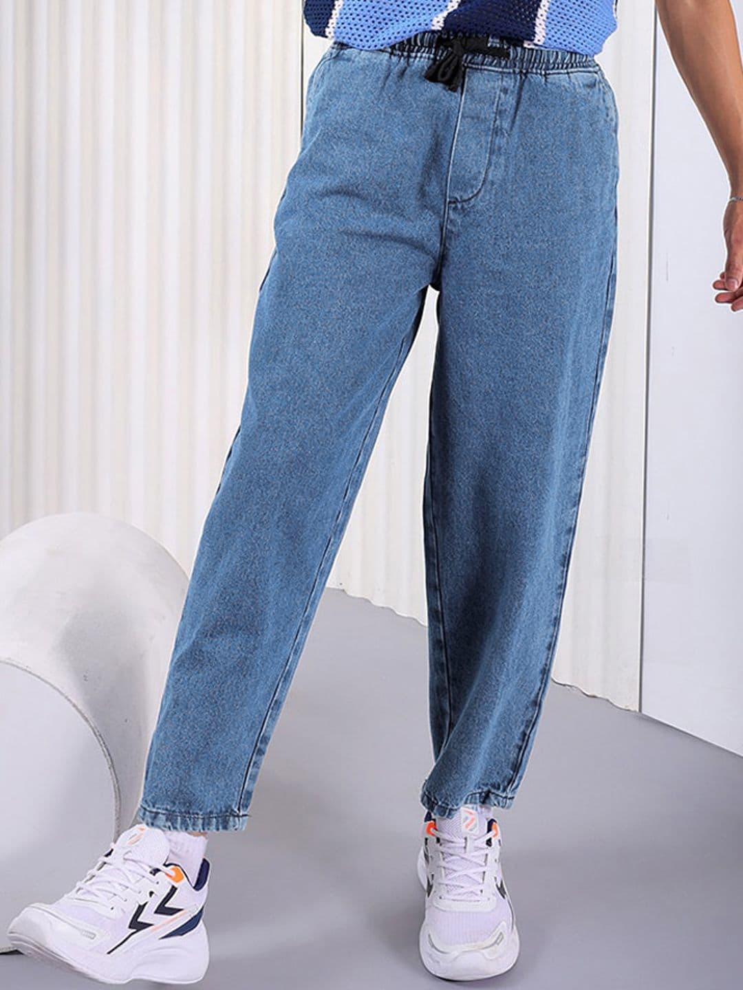 The Indian Garage Co Men Cotton Elasticated Waist Relaxed Fit Jeans - view 1