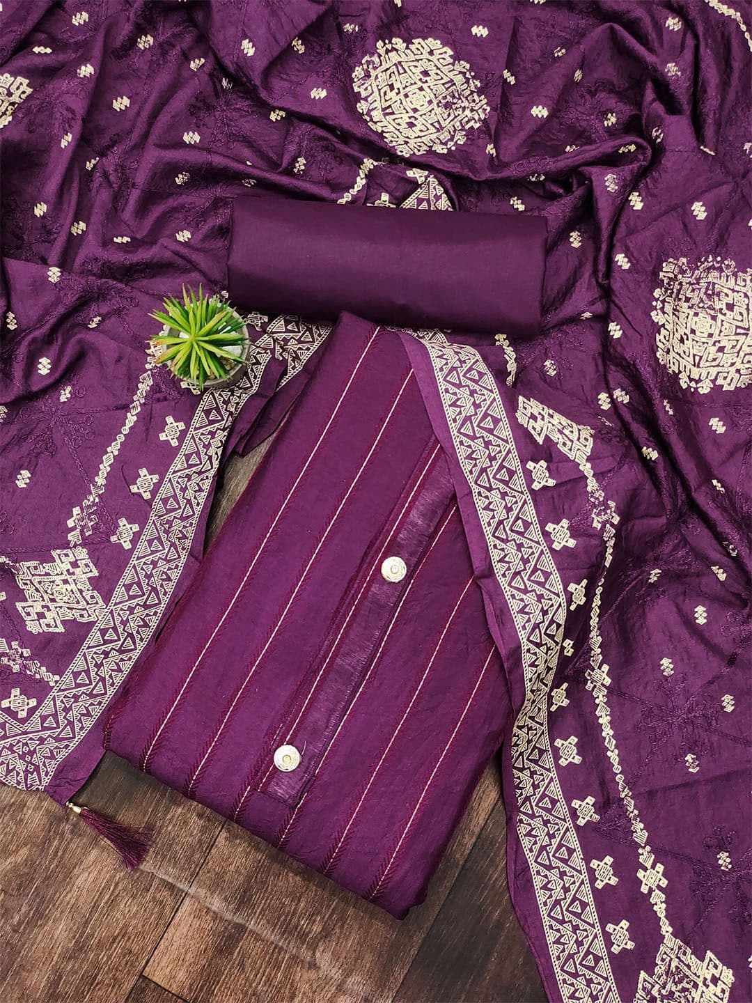 Rangtulika Ethnics Ethnic Motifs Embroidered Organza Unstitched Dress Material - view 1