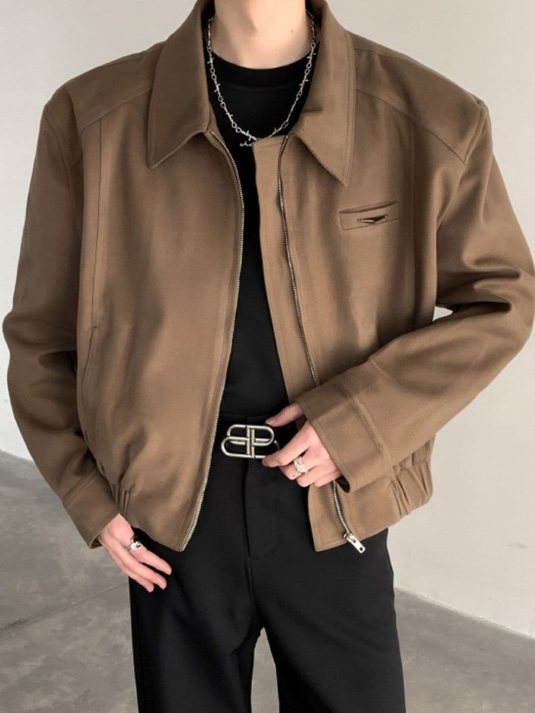 StyleCast Men Spread Collar Long Sleeve Open Front Jacket - view 1