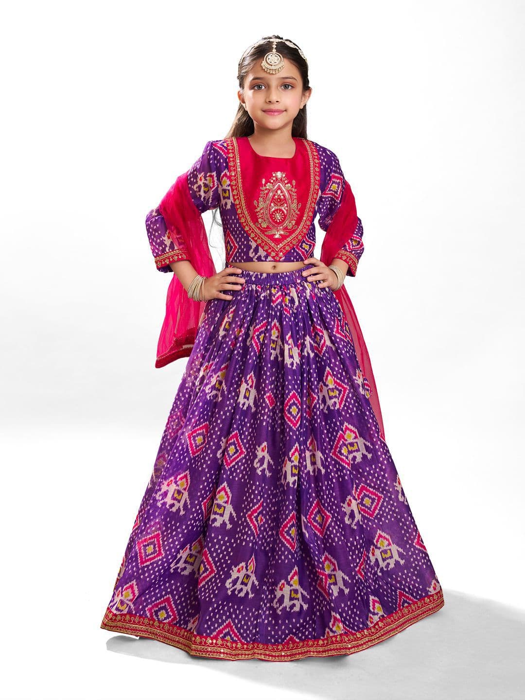Bitiya by Bhama Girls Digital Printed Ready to Wear Lehenga & Blouse With Dupatta - view 1
