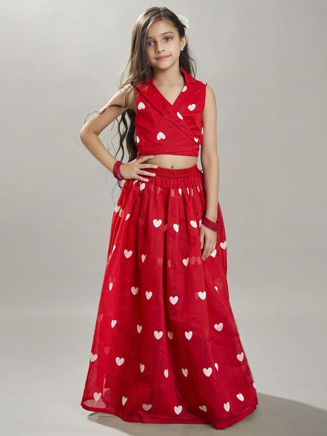 Bitiya by Bhama Girls Heart Embroidered Thread Work Ready to Wear Lehenga & Choli - view 1