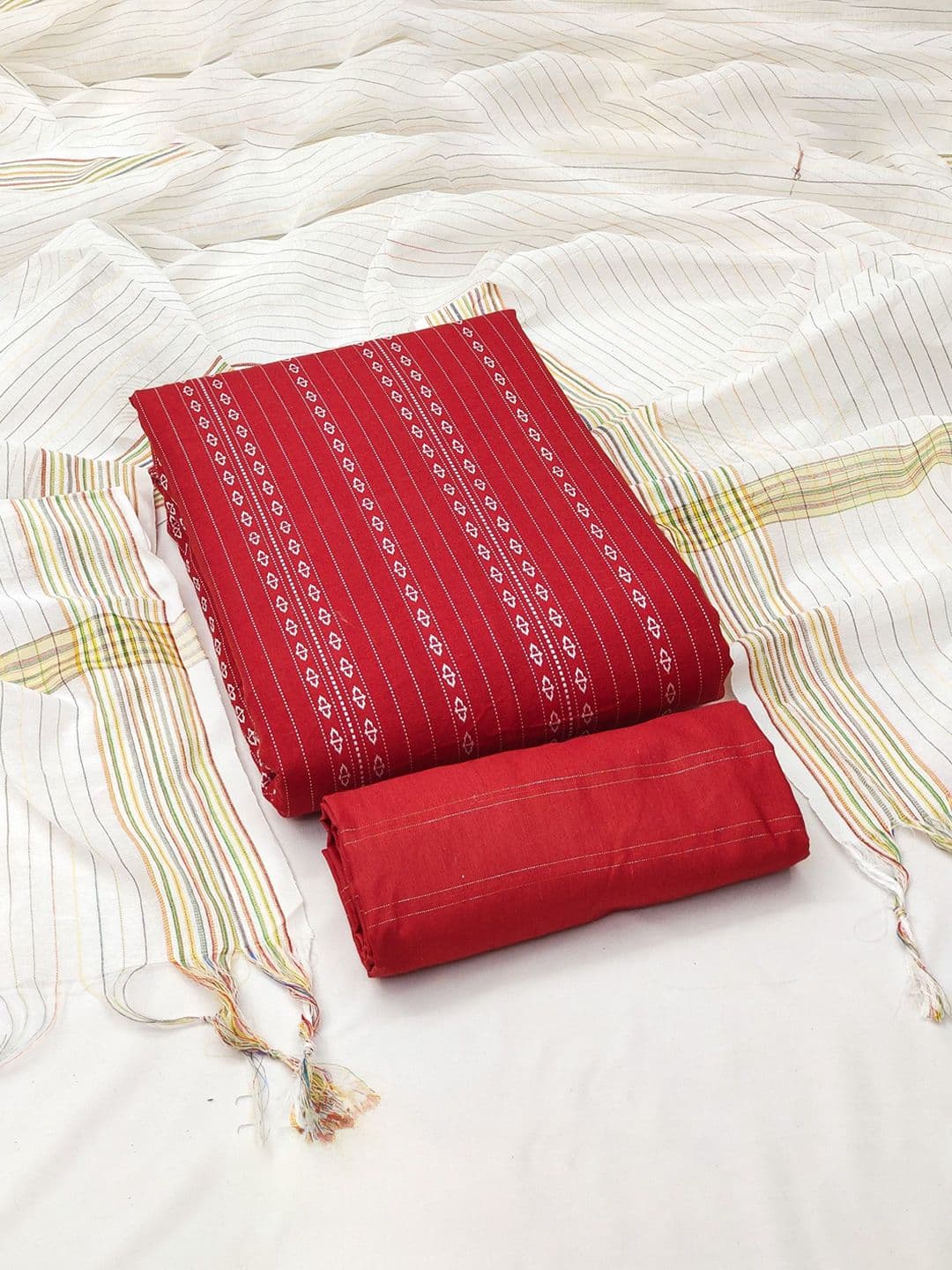 Rangtulika Ethnics Geometric Embroidered Thread Work Unstitched Dress Material - view 1