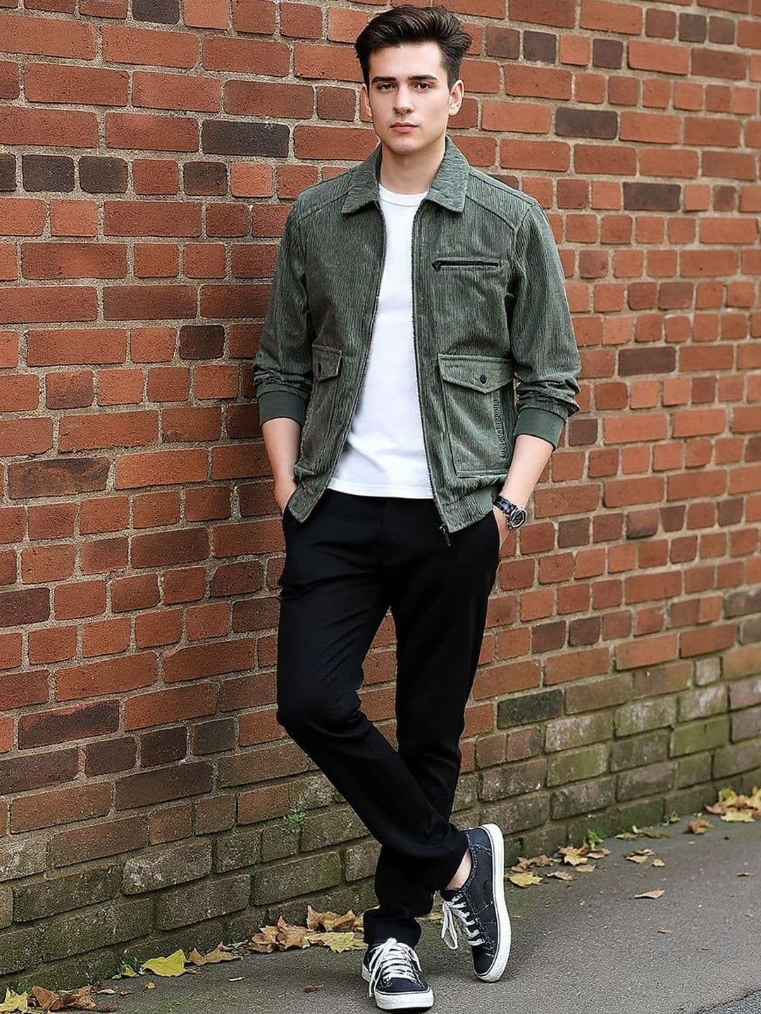 HERE&NOW Men Green Solid Spread Collar Long Sleeves Cotton Tailored Jacket - view 1