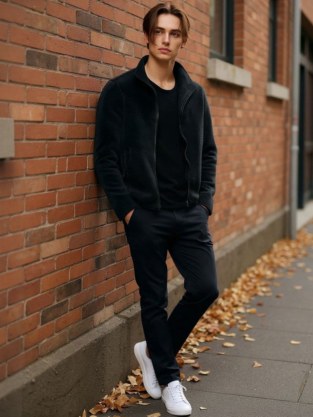 HERE&NOW Men Black Mock Collar Windcheater Polyester Open Front Jacket - view 1