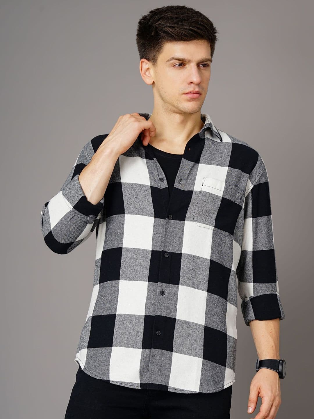 British Club Men Smart Slim Fit Buffalo Checks Checked Casual Shirt - view 1