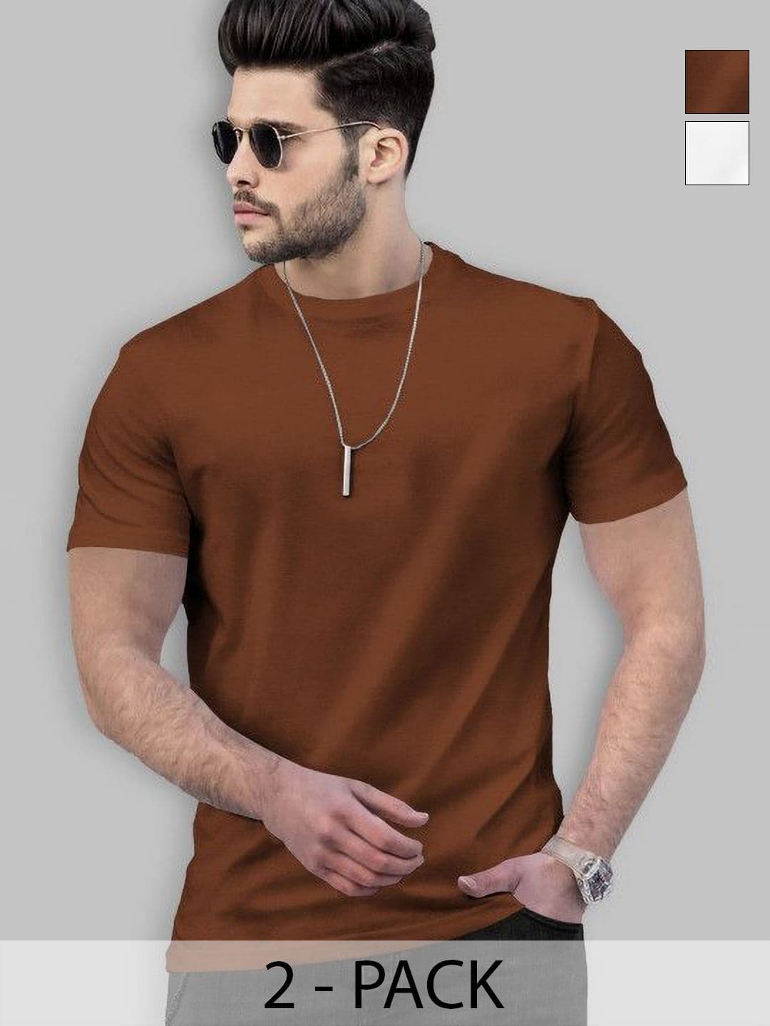 TRIPR Pack Of 2 Round Neck Drop-Shoulder Sleeves T-shirts - view 1