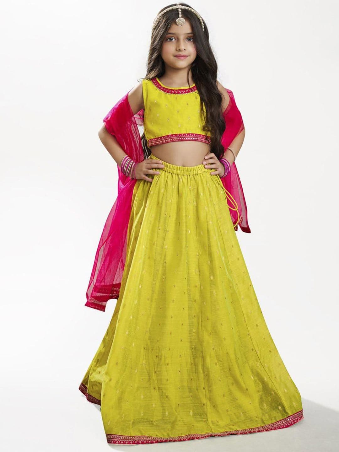 Bitiya by Bhama Girls Sequinned Ready to Wear Lehenga & Blouse With Dupatta - view 1