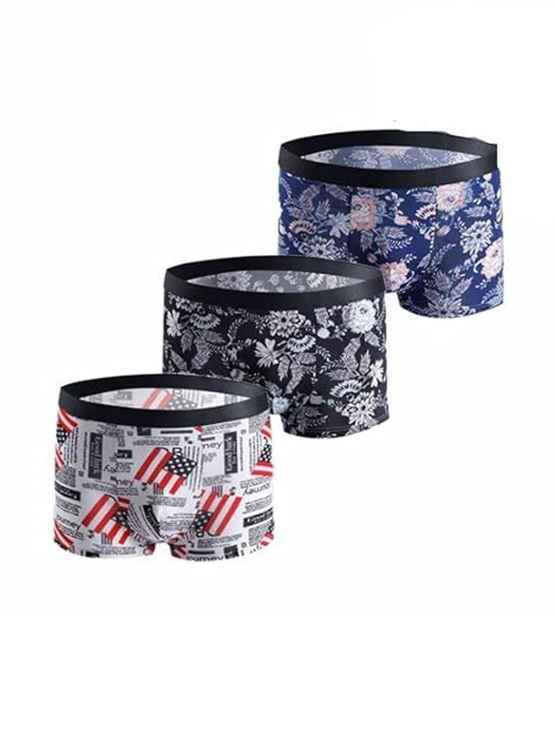 ASJAR Men Multi Colored Pack of 3 Brief Cotton Printed Breathable Underwear - view 1