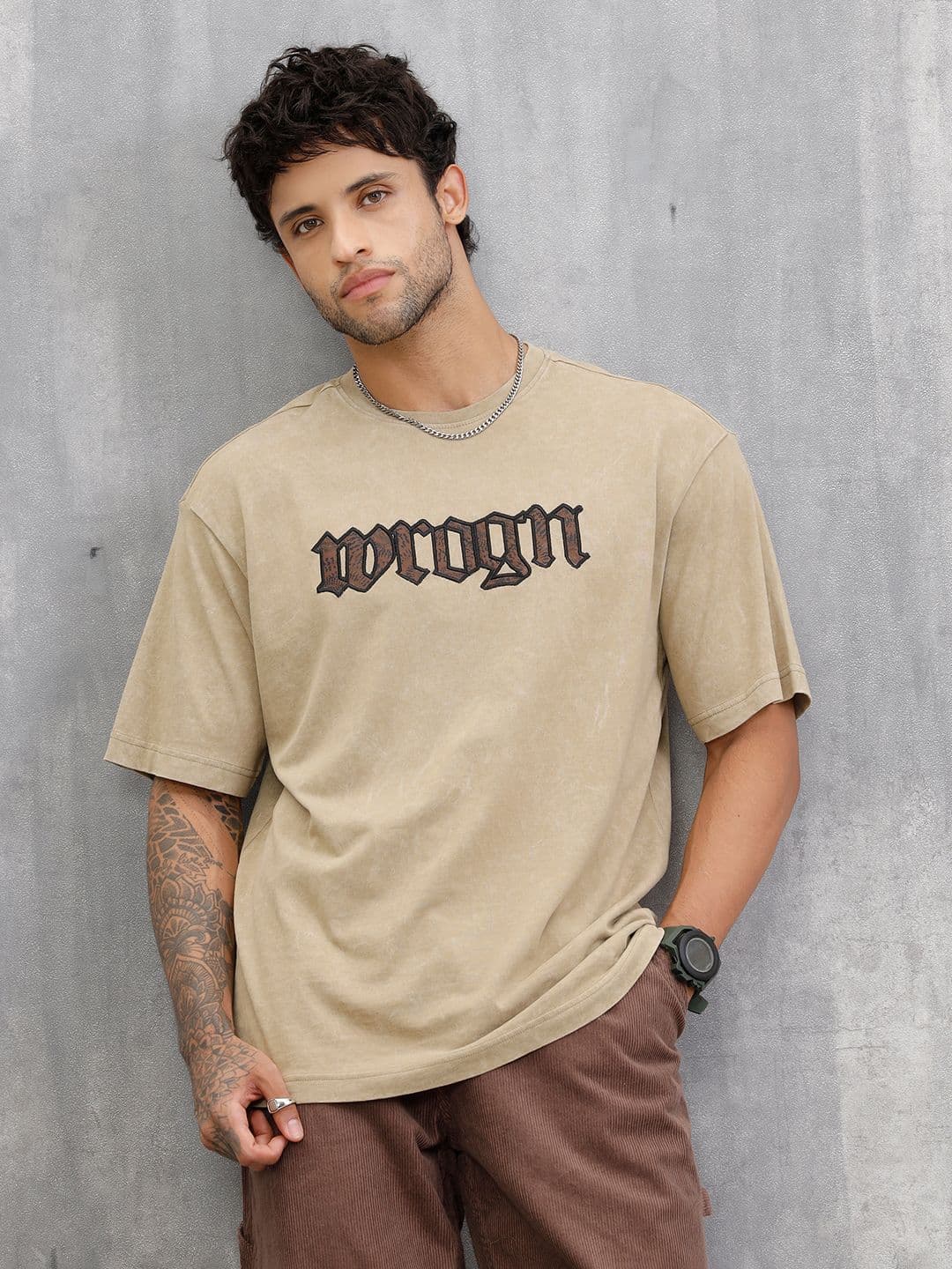 WROGN Men Typography Printed Embroidered Detail T-shirt - view 1