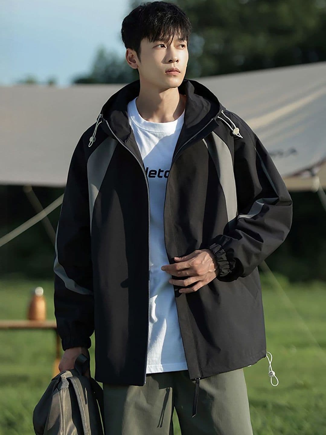 HERE&NOW Colourblocked Hooded Longline Tailored Jacket - view 1