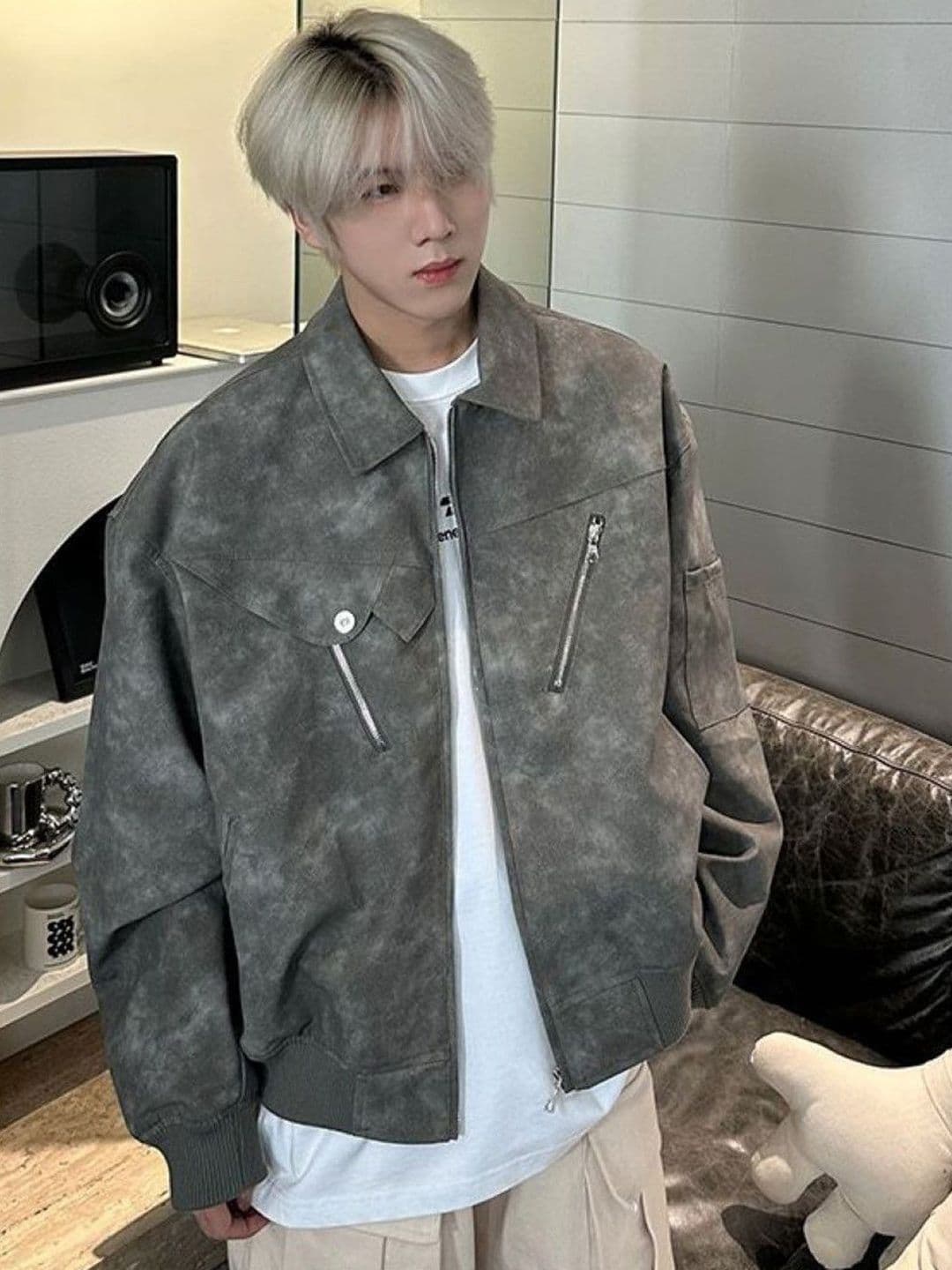 StyleCast Men Leather Open Front Long Sleeves Jacket - view 1