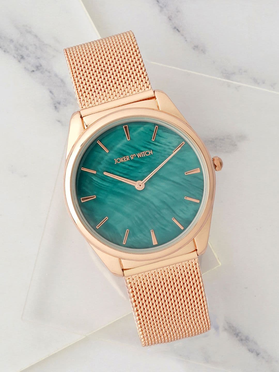 JOKER & WITCH Women Green Patterned Dial & Rose Gold Toned Straps Analogue Watch - view 1