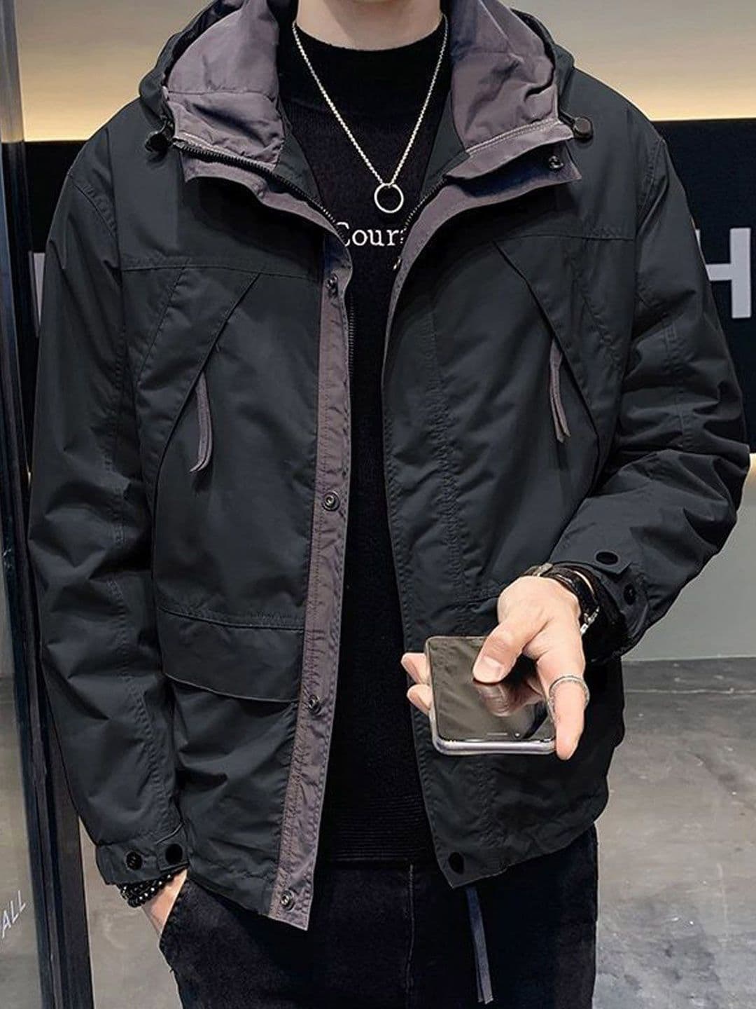 StyleCast Men Hooded Long Sleeves Open Front Jacket - view 1