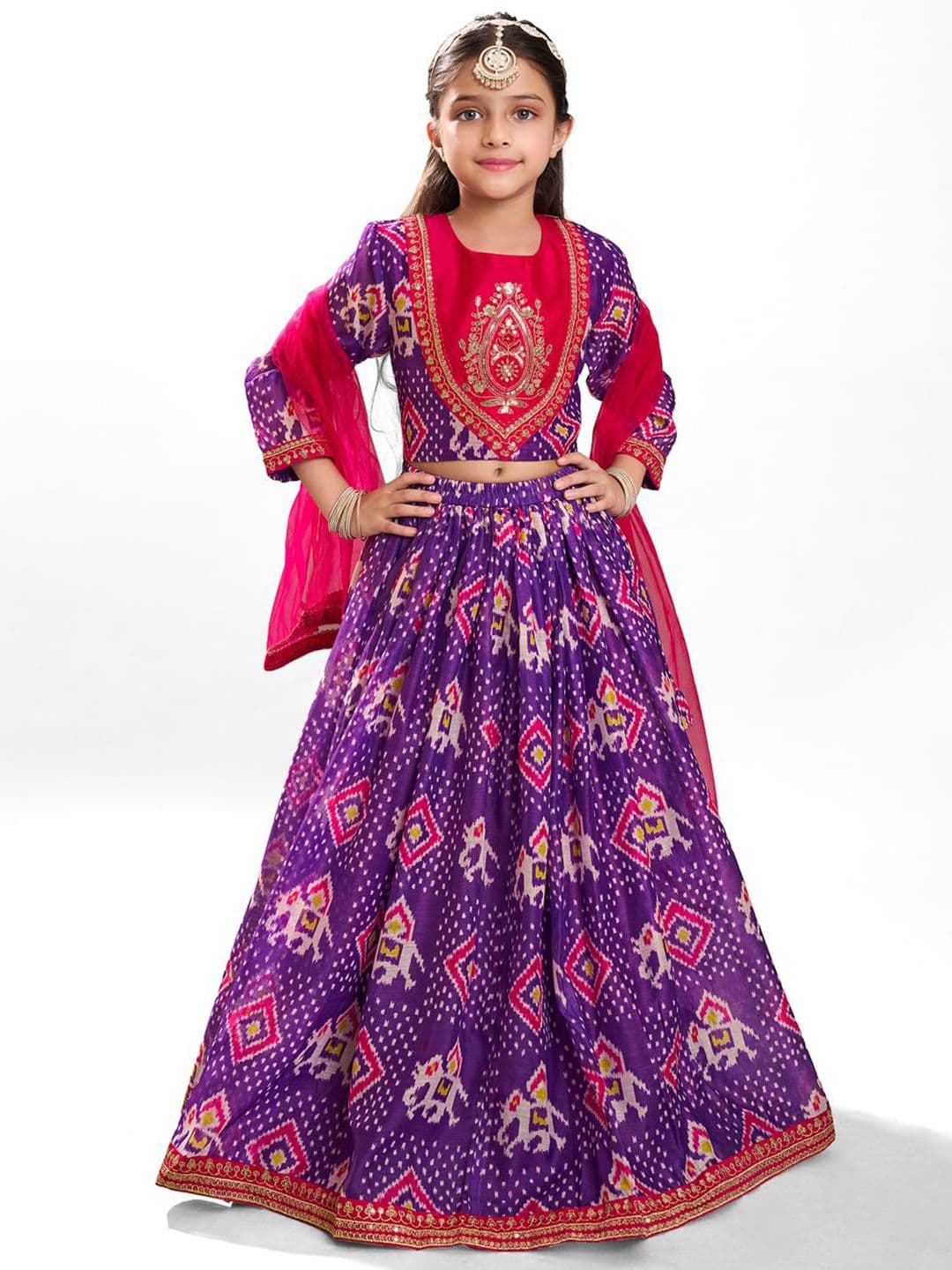 Bitiya by Bhama Girls Digital Printed Ready to Wear Lehenga & Blouse With Dupatta - view 1