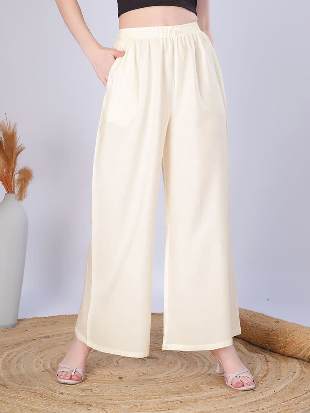 Vivika Women Solid Flared Palazzos - view 1