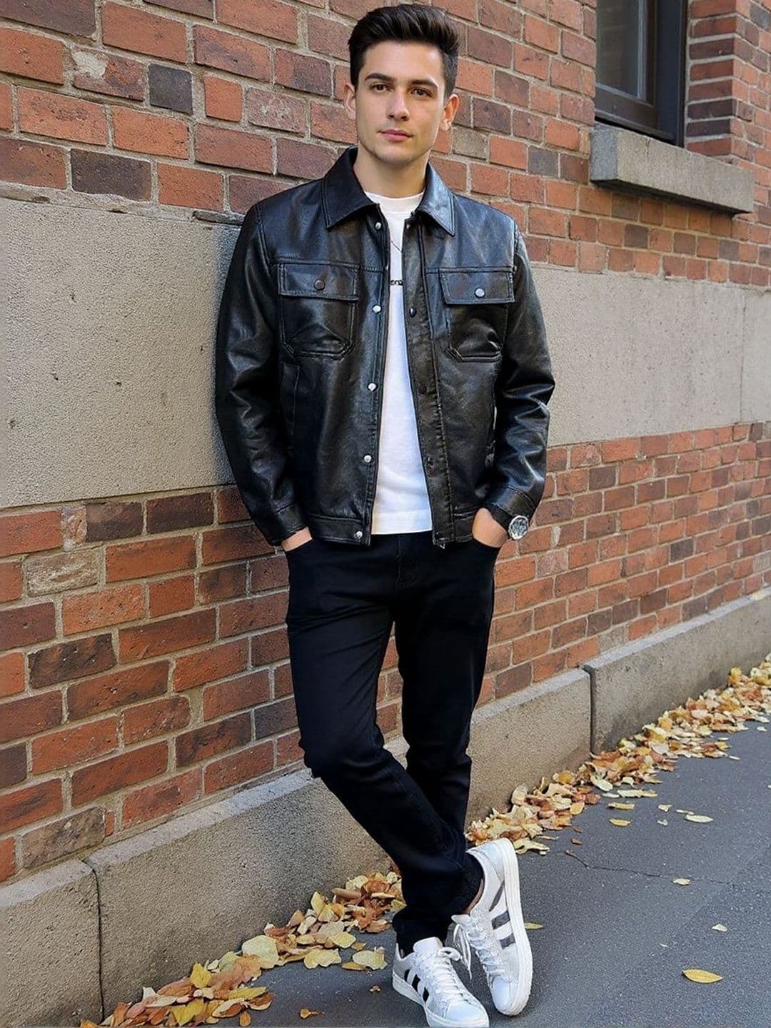 HERE&NOW Solid Leather Jacket - view 1