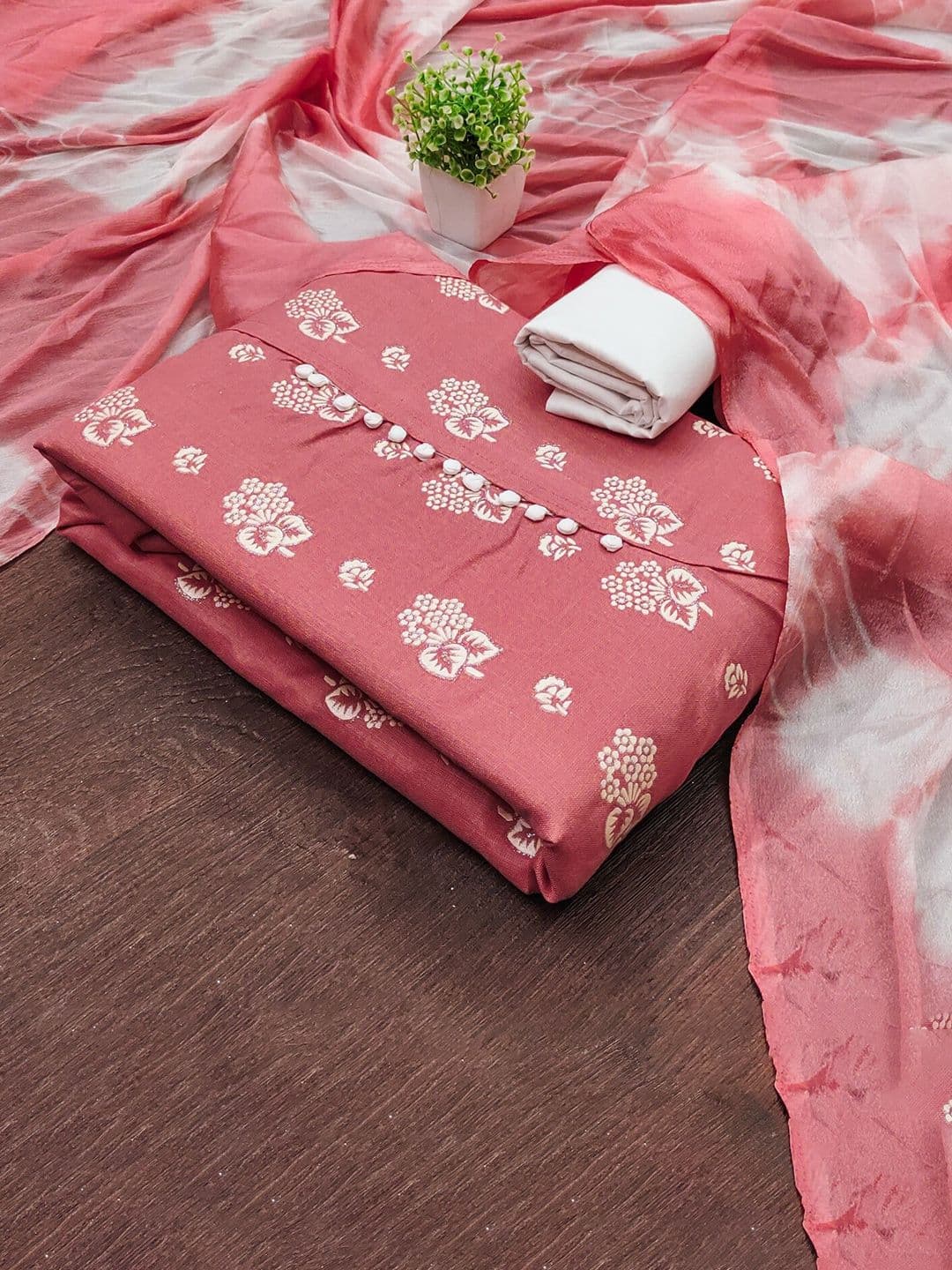 Rangtulika Ethnics Floral Printed Organza Unstitched Dress Material - view 1