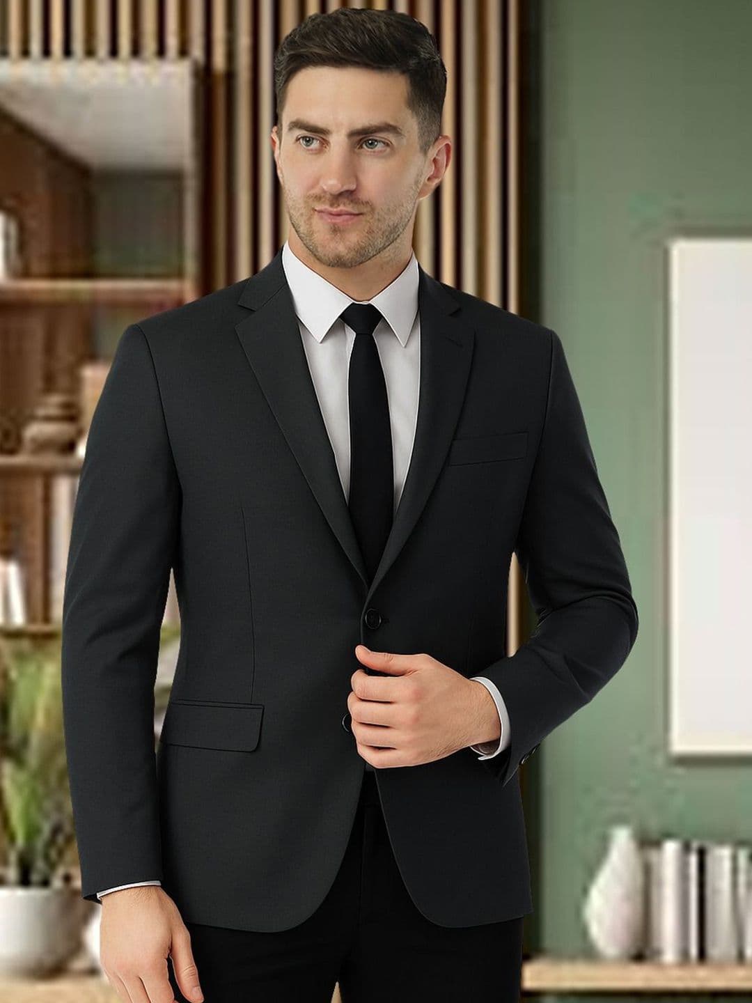 Integration Premium Notched Lapel Fully Lined Slim-Fit Formal Business Blazer - view 1