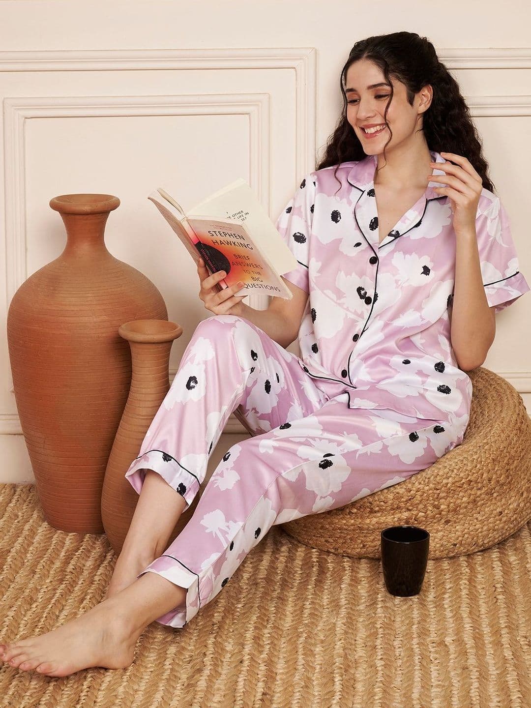 Corsica Womens Floral Printed Satin Night Suit - view 1