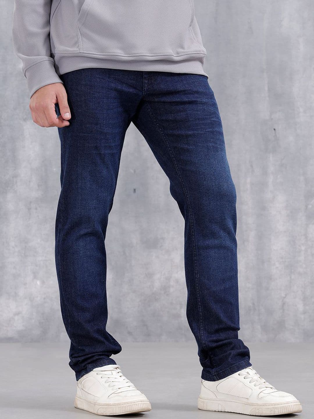 WROGN Men Cotton Straight Fit Mid-Rise Light Fade Stretchable Jeans - view 1