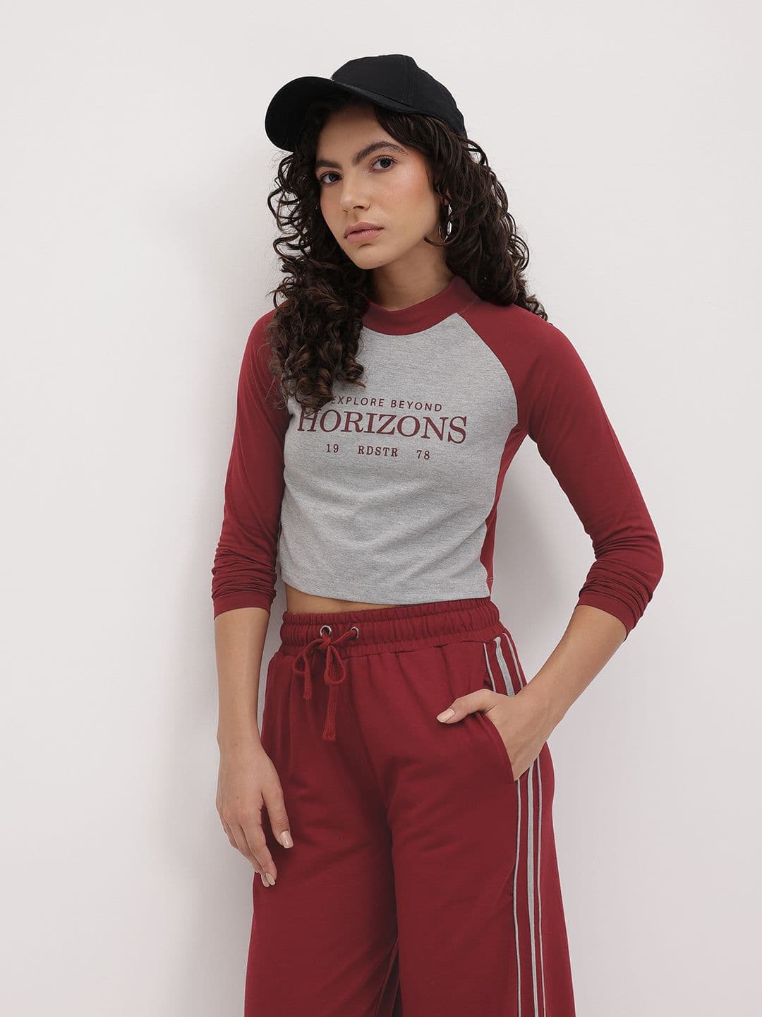 The Roadster Life Co. Typography Print Raglan Sleeves Tshirt with Relaxed Fit Trousers - view 1