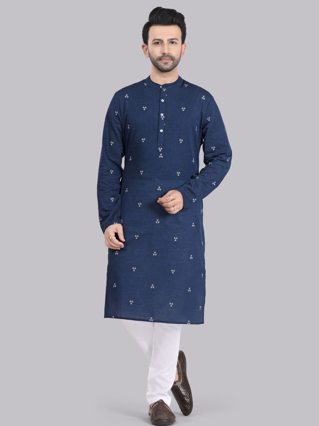 Saffron Threads Men Ethnic Motif Woven Design Cotton Straight Kurta - view 1
