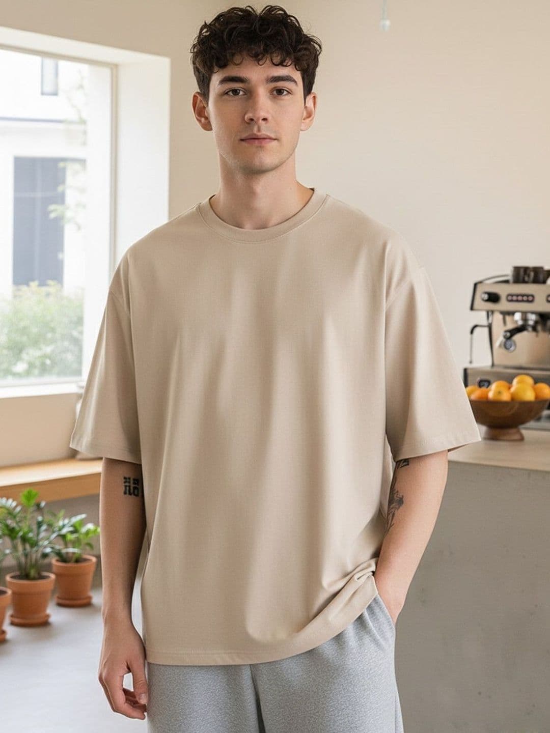 Moda Rapido Round Neck Drop-Shoulder Sleeves Oversized T-shirt - view 1