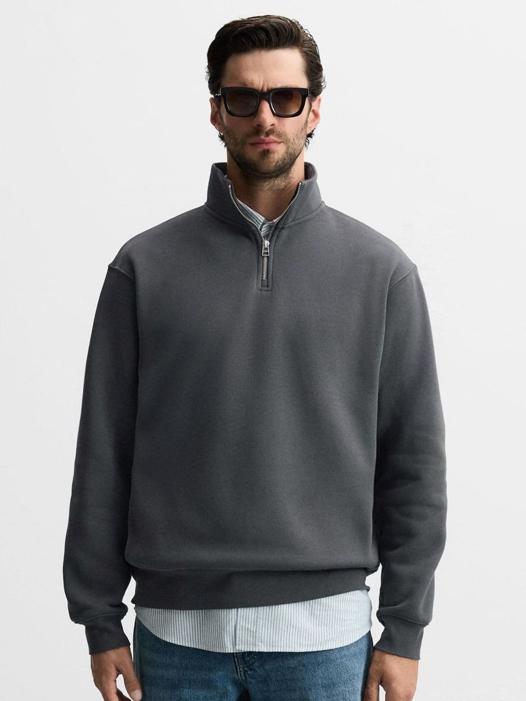 MISCHIEF MONKEY Men Mock Collar Long Sleeve Sweatshirt - view 1