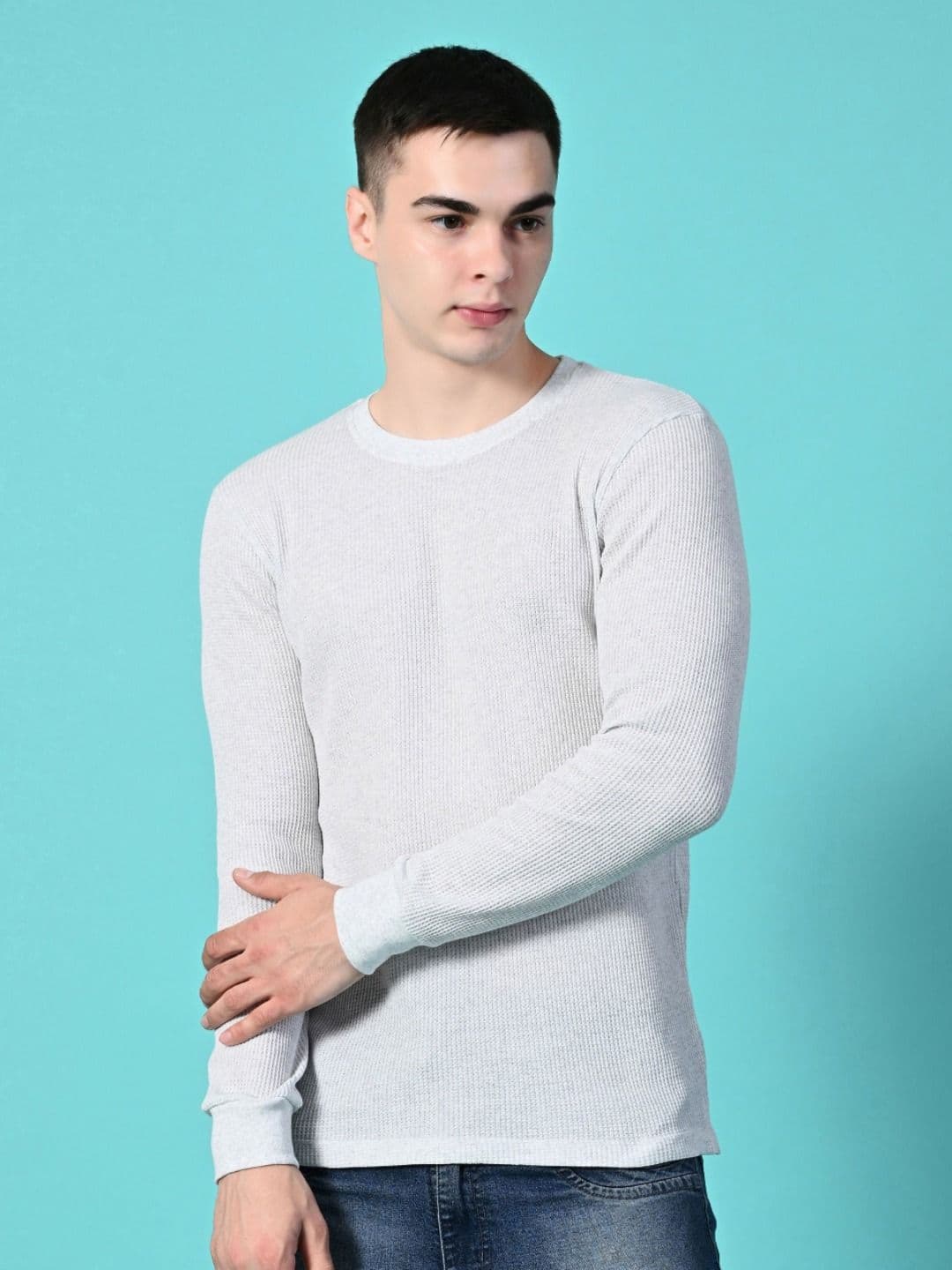 Mast & Harbour Self Design Round Neck Cotton Regular Fit T-shirt - view 1