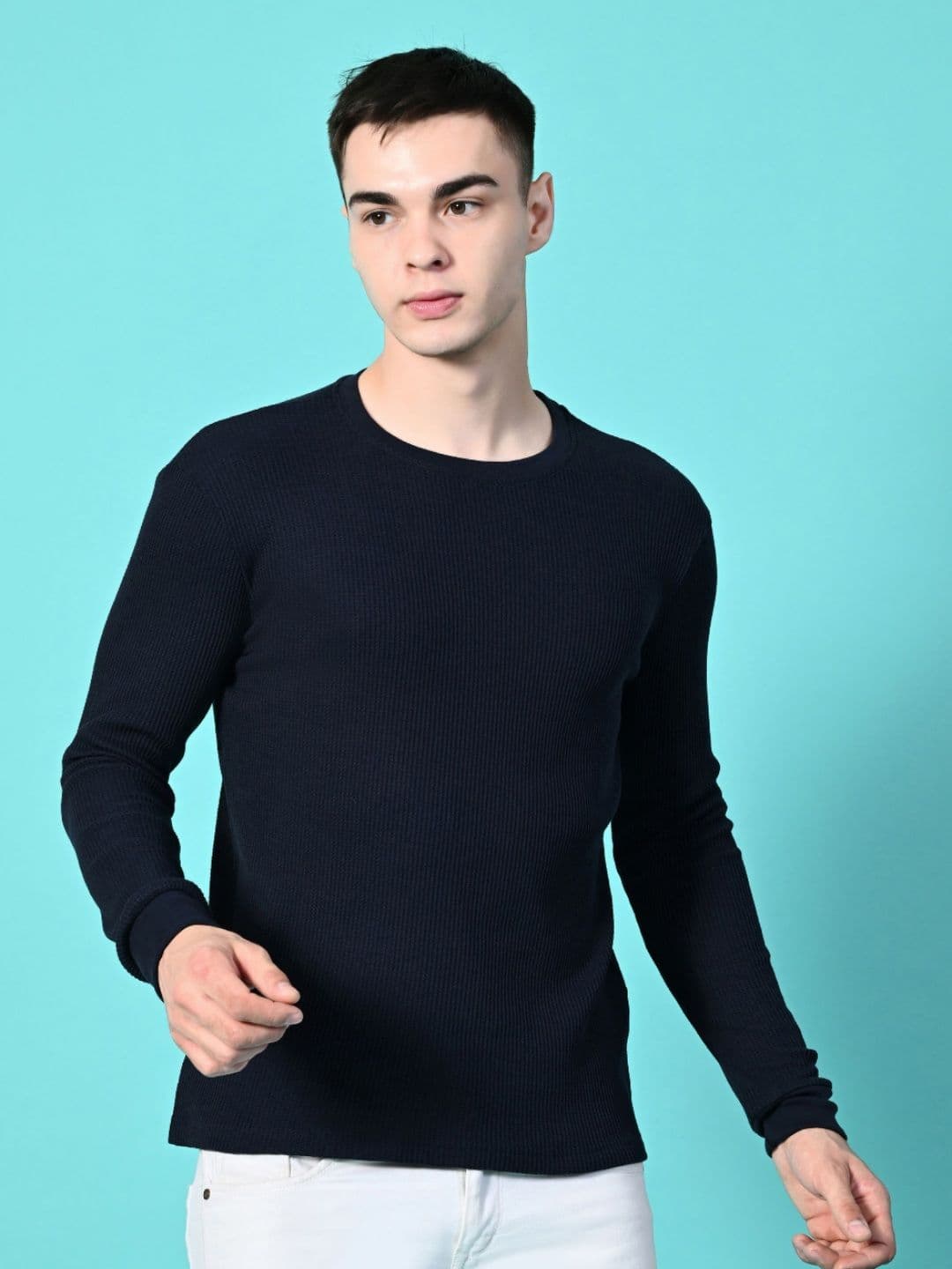 Mast & Harbour Men Solid Round Neck Cotton T-shirt - view 1