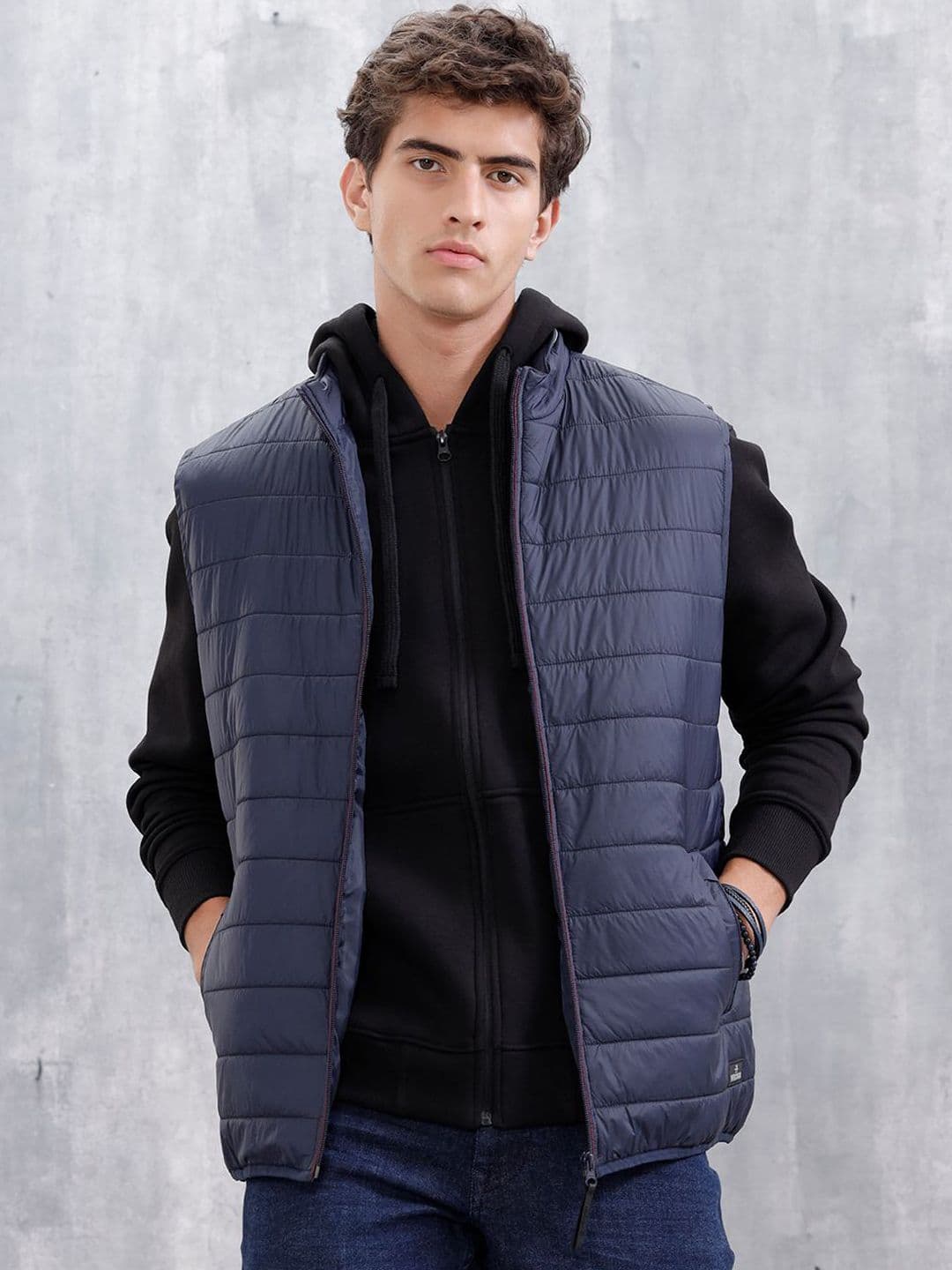 WROGN Men Mock Collar Solid Padded Jacket - view 1