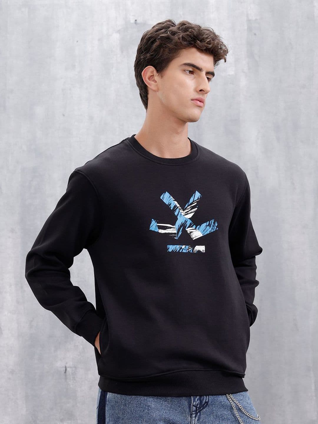 WROGN Men Brand Logo Printed Round Neck Sweatshirt - view 1