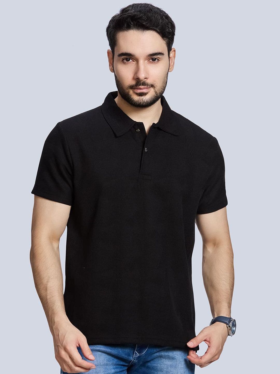 BE POSITIVE Men Self Design Polo Collar T-shirt - view 1