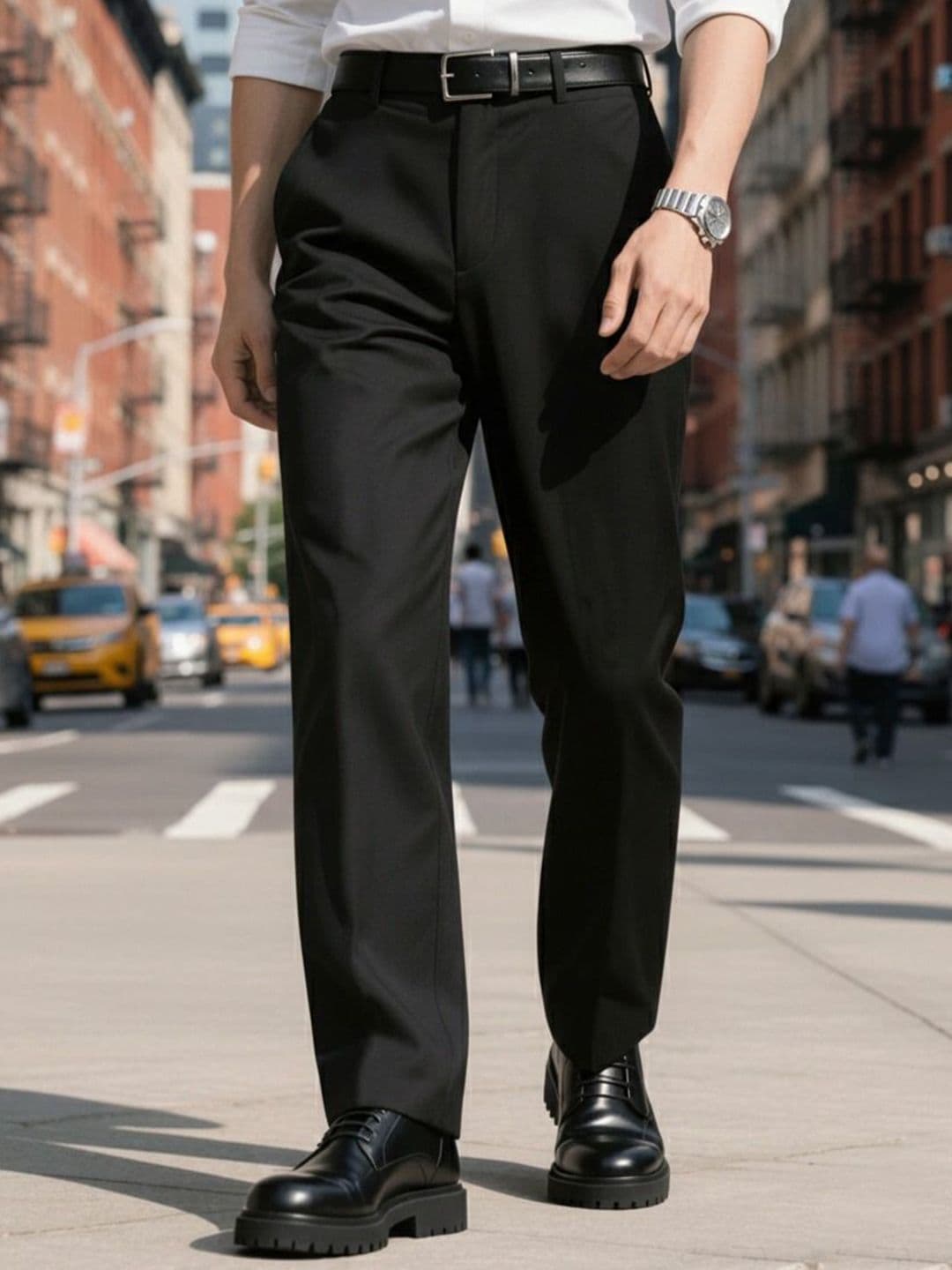 COVZ Men Relaxed Straight Fit Mid-Rise Formal Trousers - view 1
