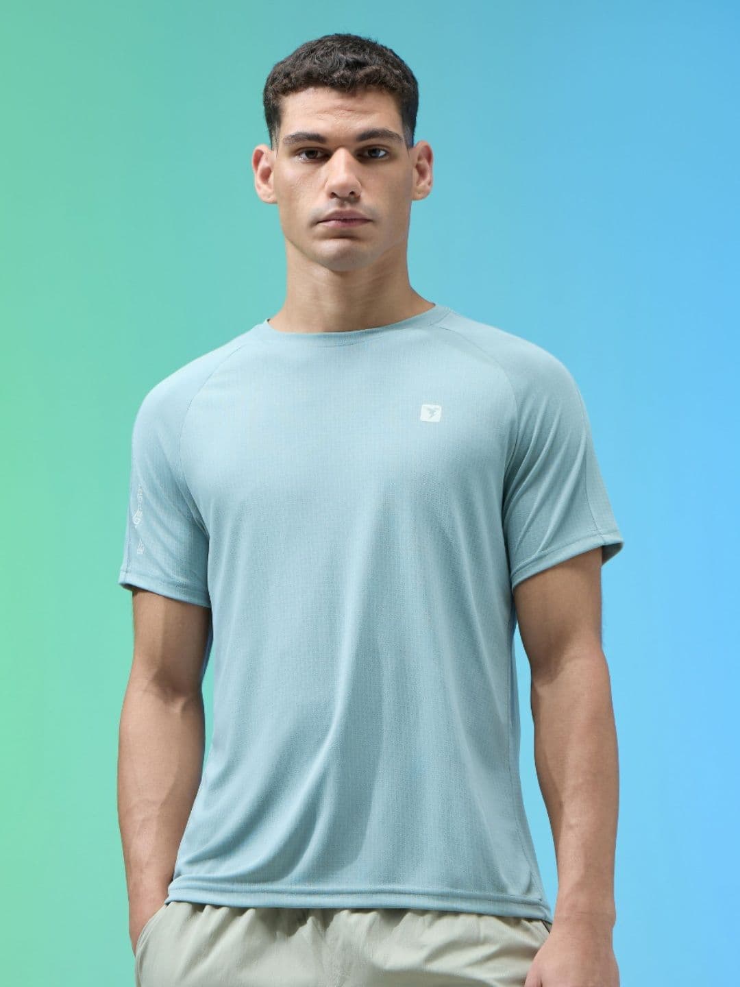 Technosport Men Anti Static Self Design Round Neck T-shirt - view 1