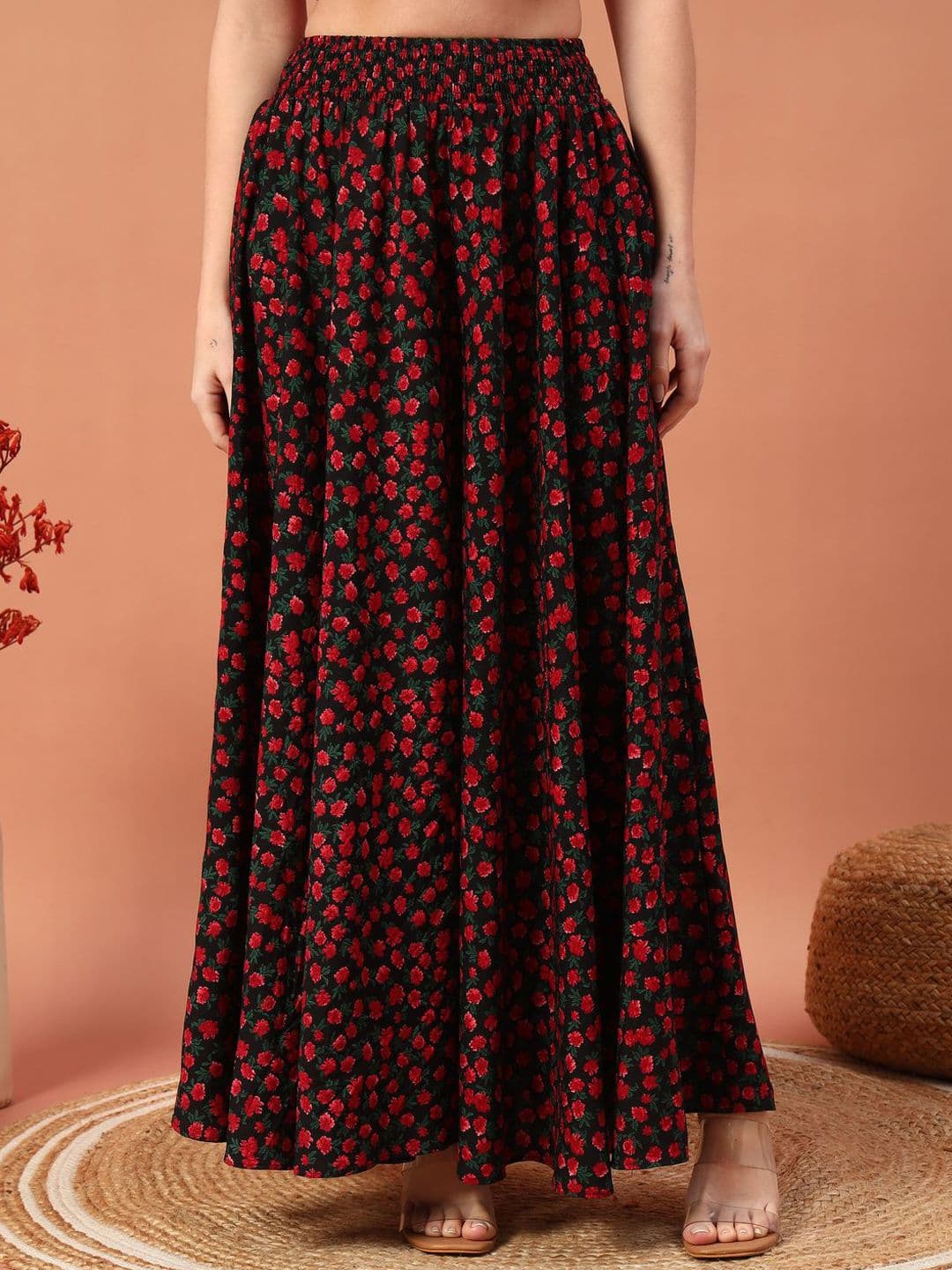 ZWERLON Women Floral Printed Flared Maxi Skirts - view 1