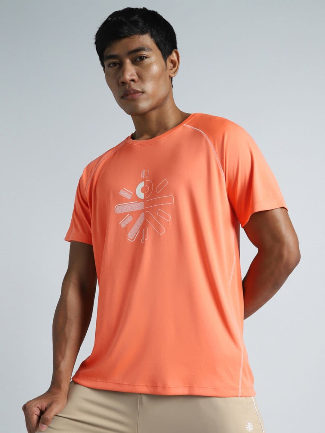 CULT Men Orange Branded Recycled Poly Performance T-shirt - view 1