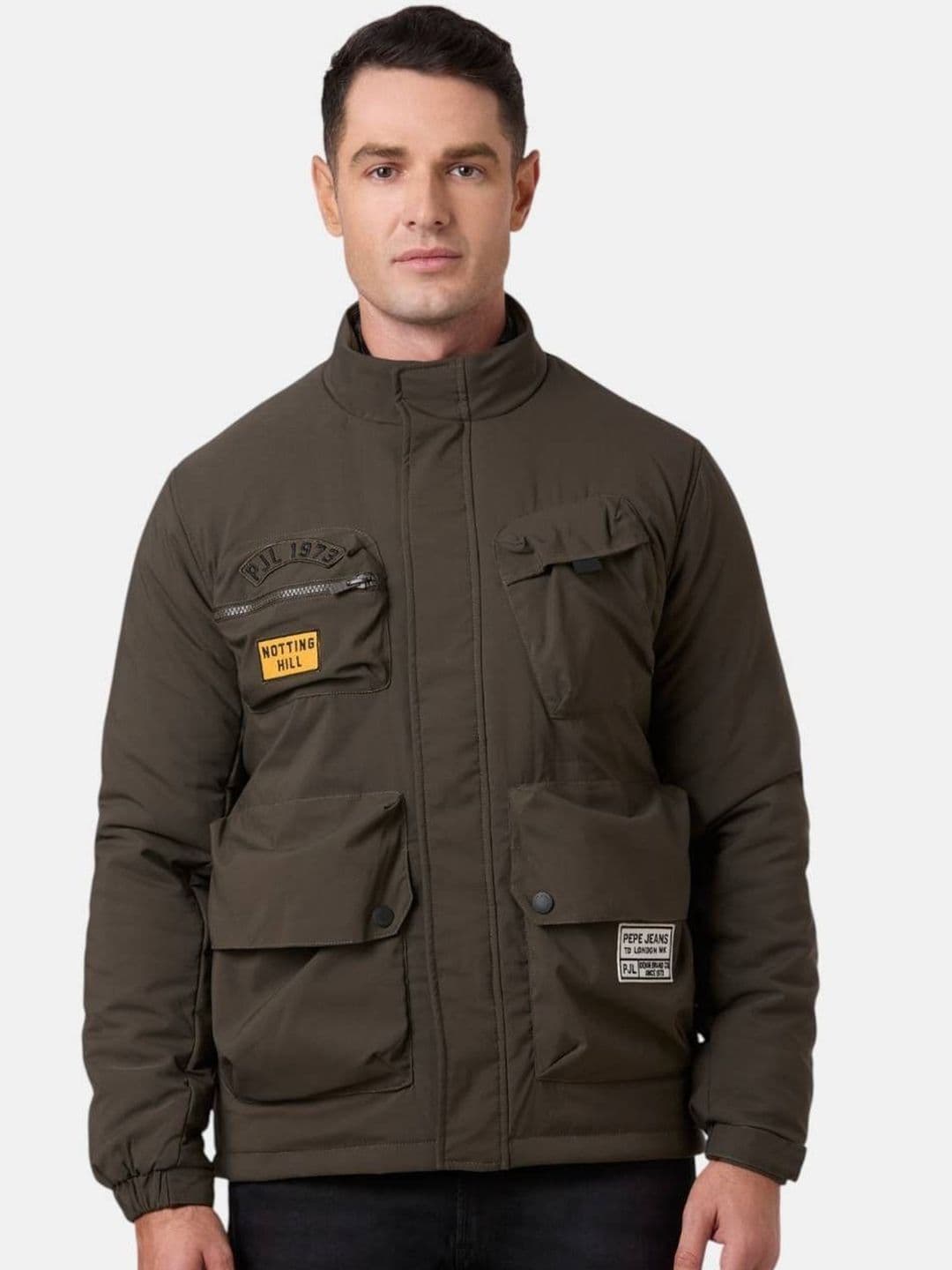 Pepe Jeans Men Stand Collar Solid Padded Jacket - view 1