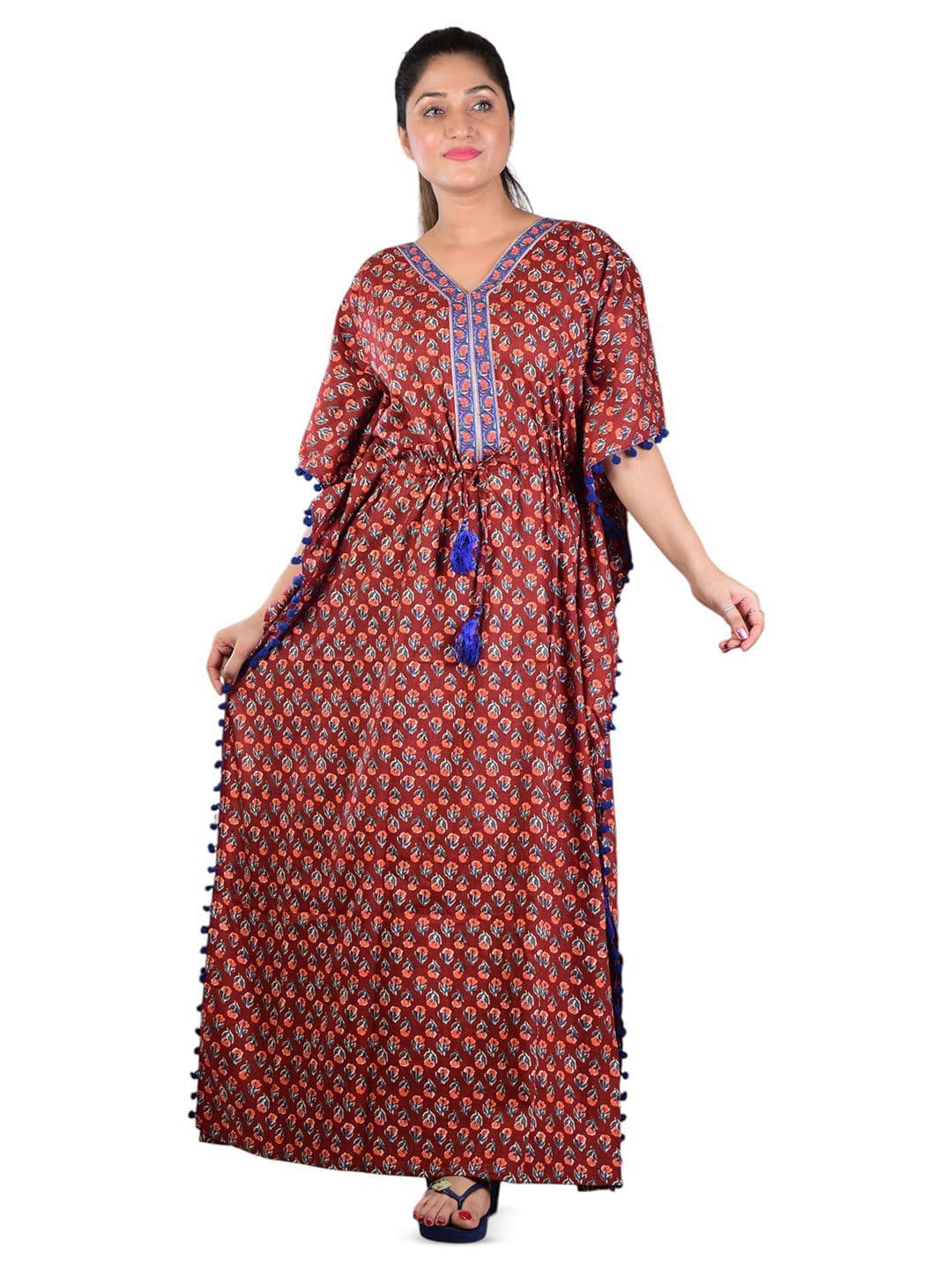 BELLAMY Women Pure Cotton Printed Maxi Kaftan Nightdress - view 1