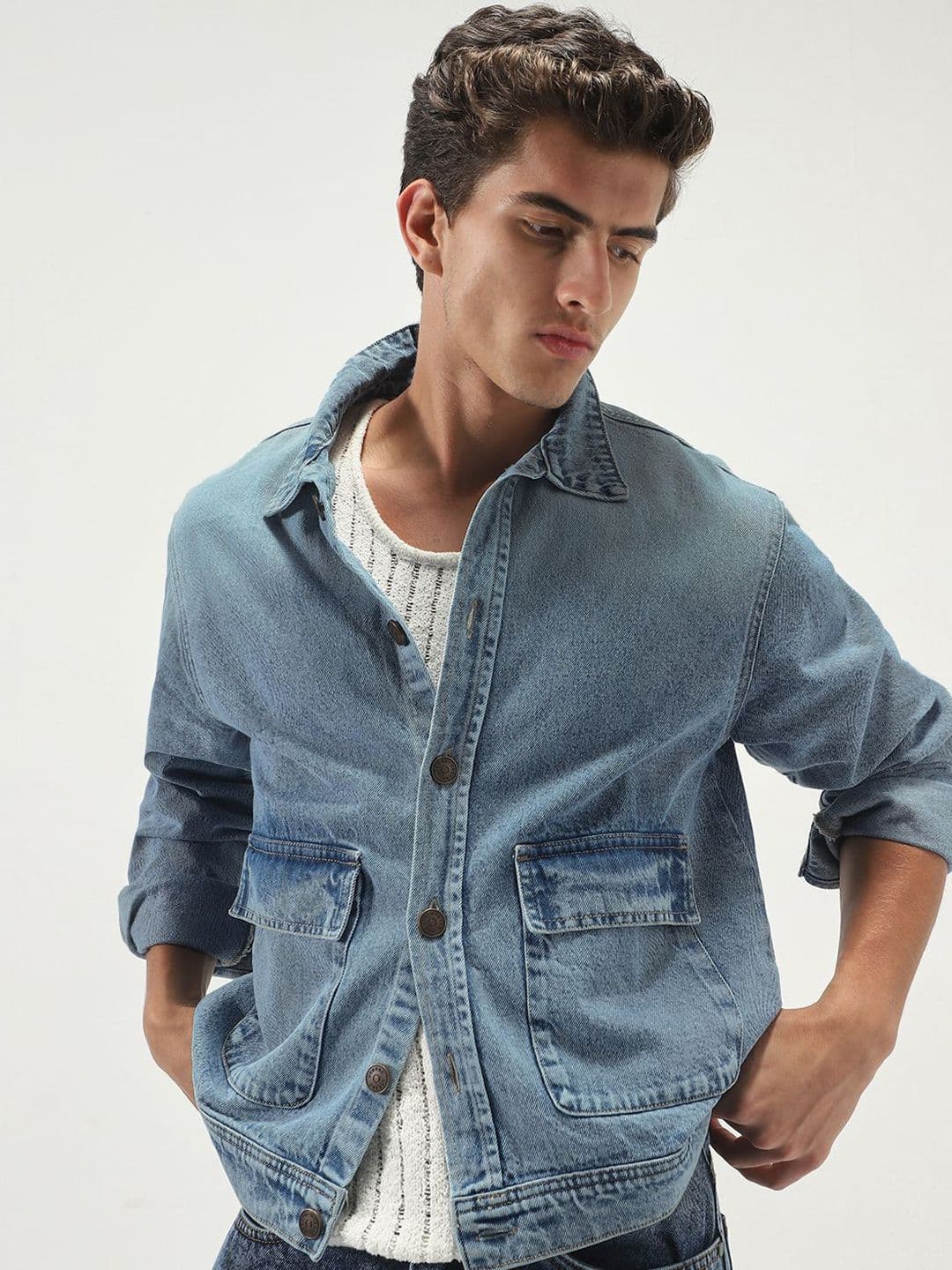 Urbano Fashion Washed Denim Jacket - view 1