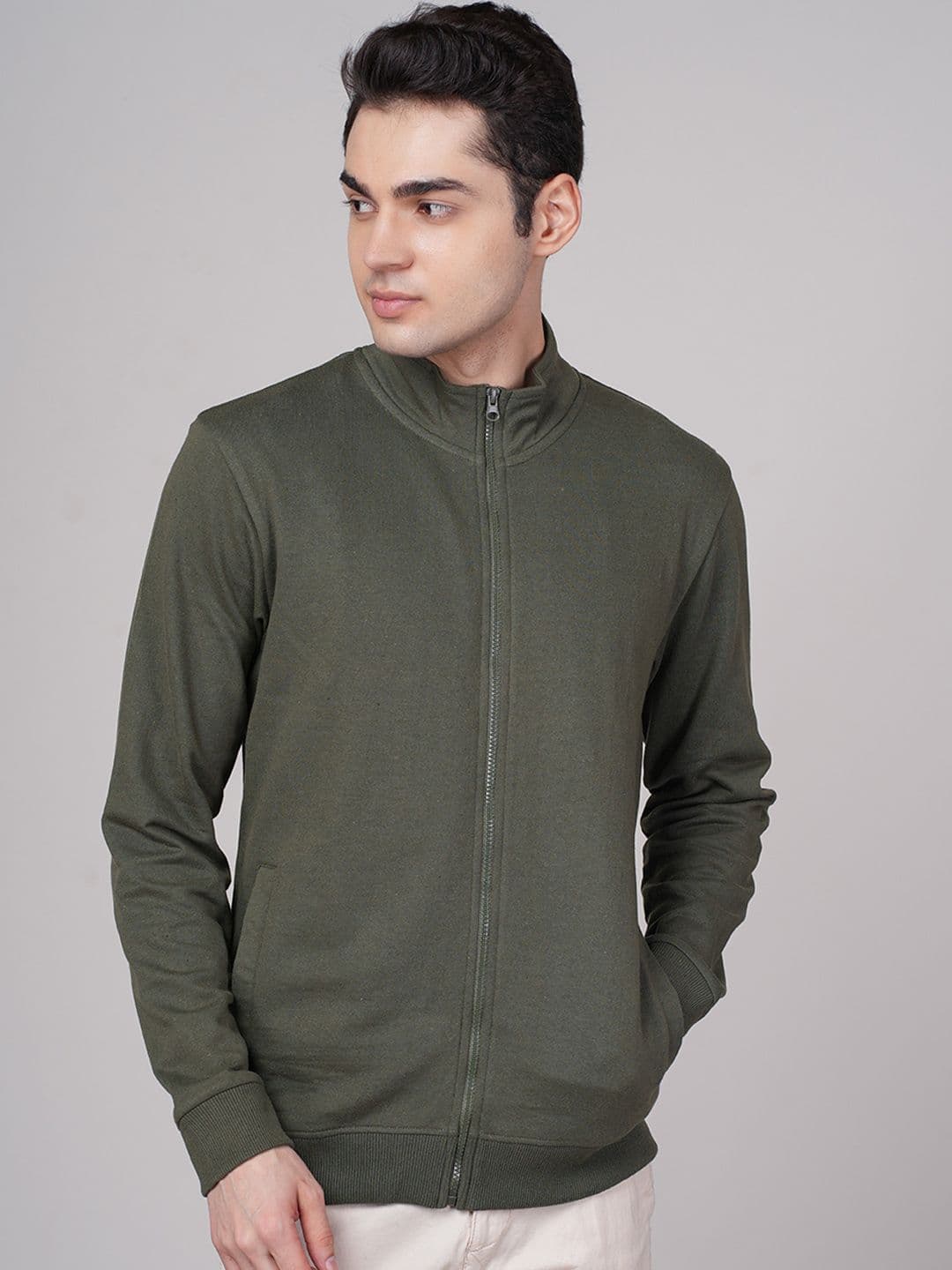 OUTLAWS Men Mock Collar Solid Bomber Jacket - view 1