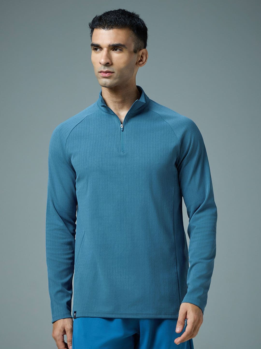 Technosport Men Anti Static Self Design High Neck Slim Fit T-shirt - view 1