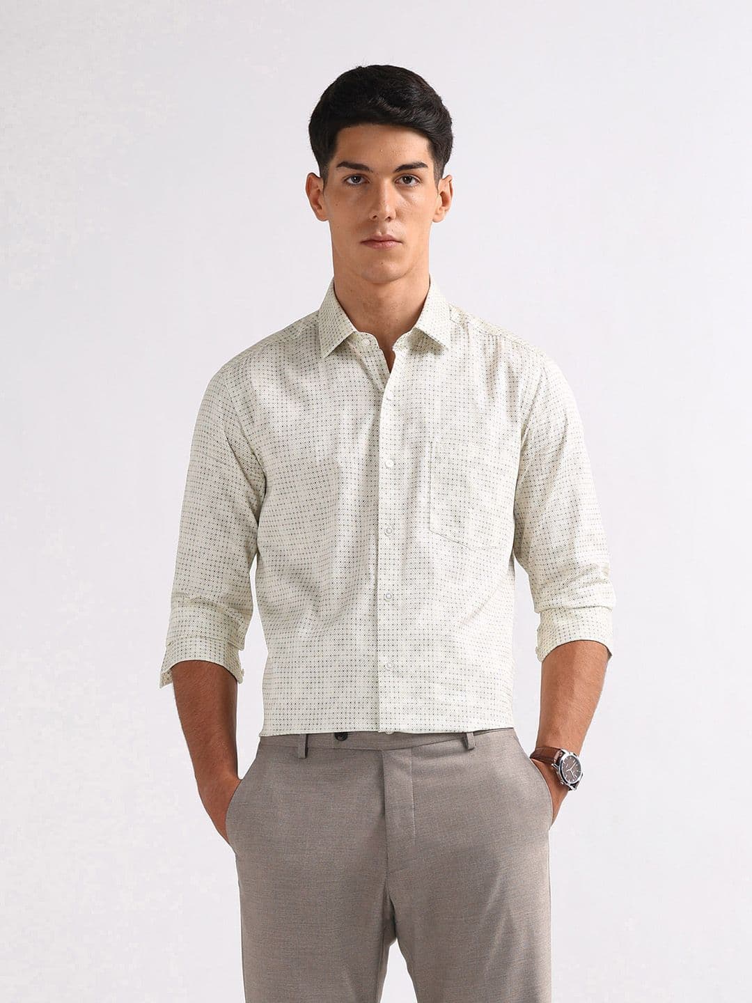 Arrow Geometric Print Slim Fit Pure Cotton Formal Shirt - view 1