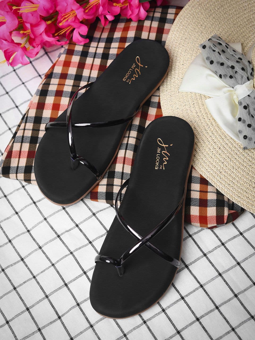 JM Looks Women Embellished Sleek Minimal Slip-On Open Toe Flats - view 1