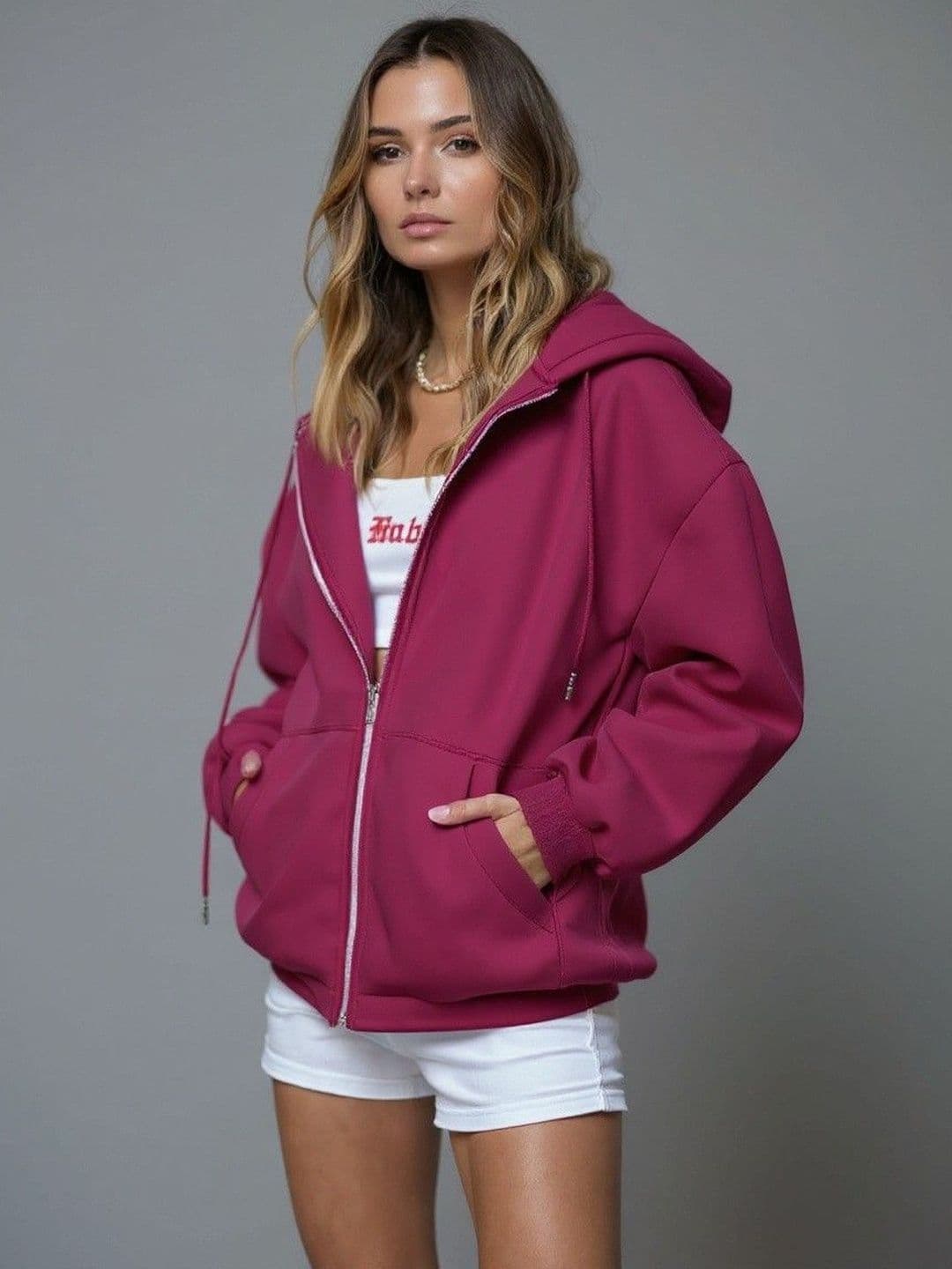 HERE&NOW Hooded Long Sleeves Open Front Jacket - view 1