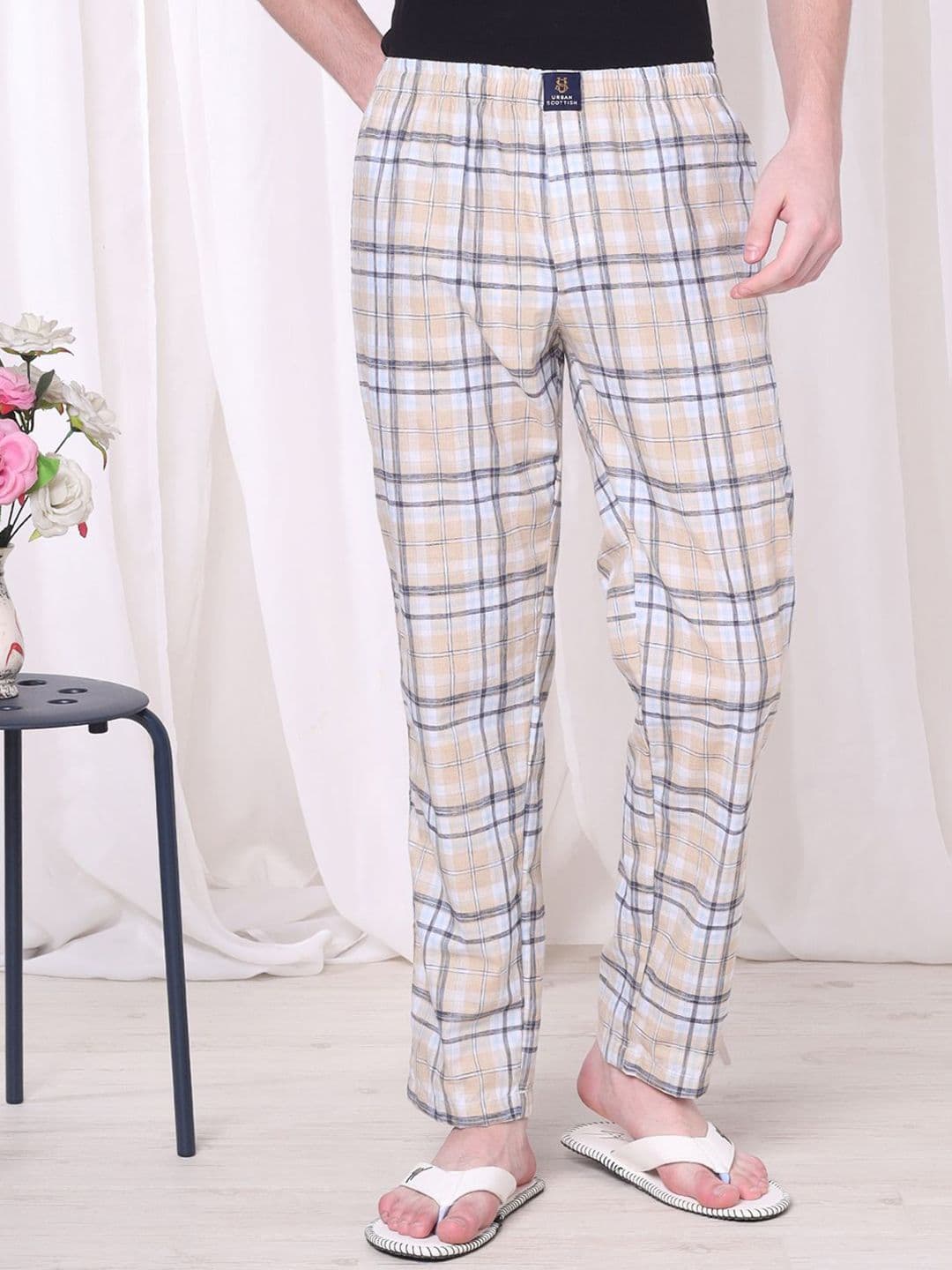 URBAN SCOTTISH Men Regular Fit Checked Pure Cotton Lounge Pants - view 1