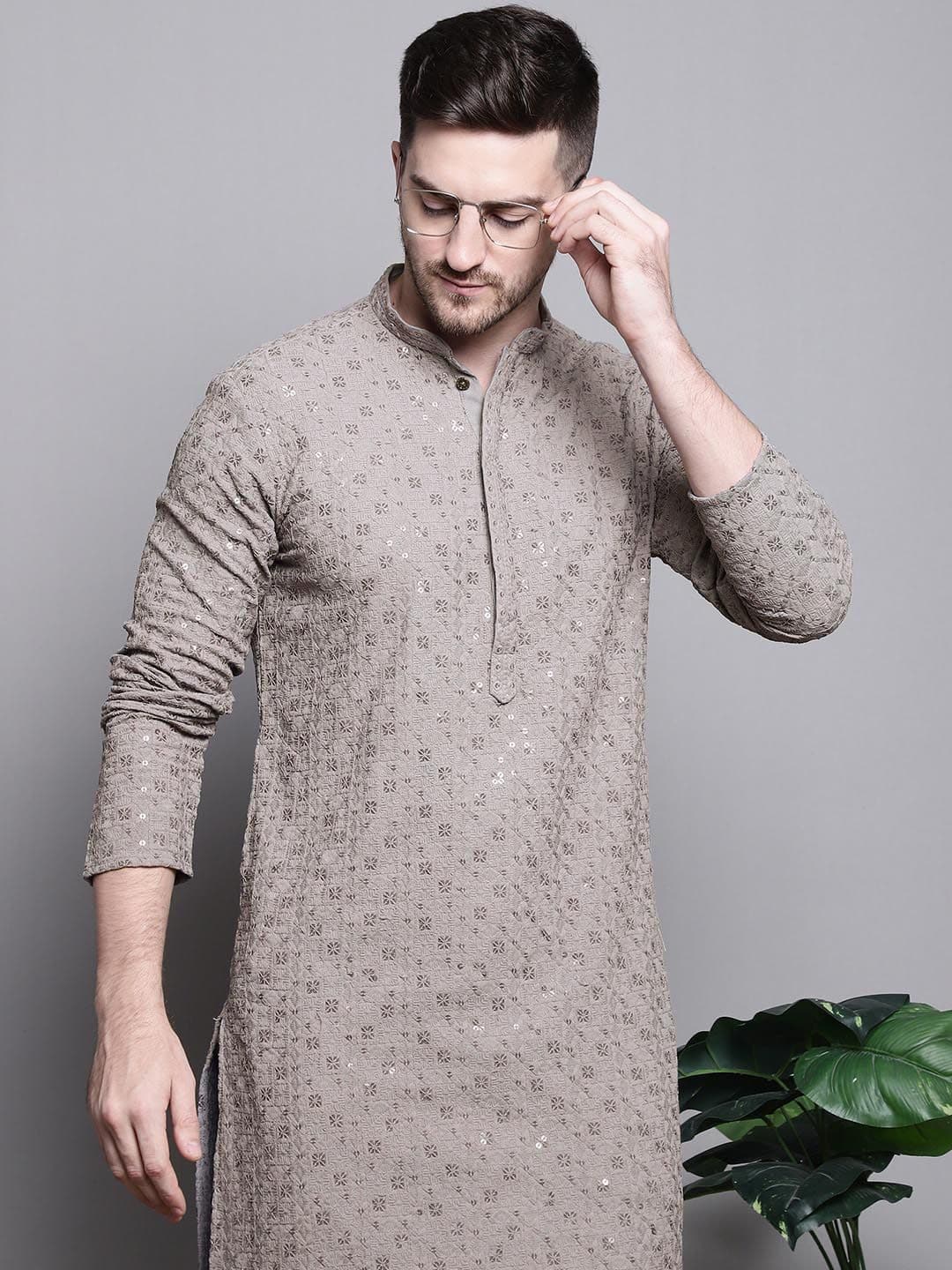 Jompers Floral Embroidered Thread Work Sequinned Pure Cotton Kurta - view 1